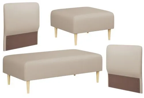 Основные модули - пуф, кушетка и боковина РИККЕ. Универсальная боковина выполняет роль спинки и/или подлокотника